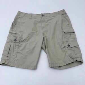 Iron Flex Mens Khaki Tan Cargo Shorts Size 38 Stretch Utility Work Casual